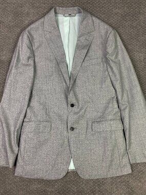 Bonobos Blazer Sports Coat Mens 42L Gray Athletic Fit Guabello Lieve Wool Cotton
